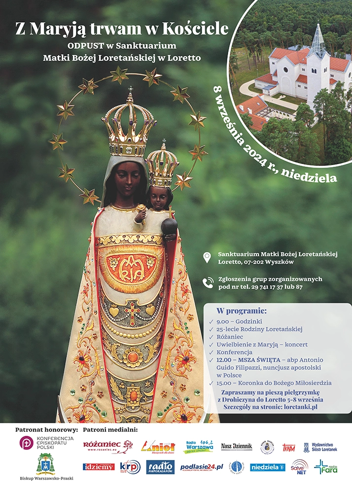 Z Maryją Trwam w Kościele – Odpust w Sanktuarium Matki Bożej Loretańskiej 8 września 2024 r-Plakat