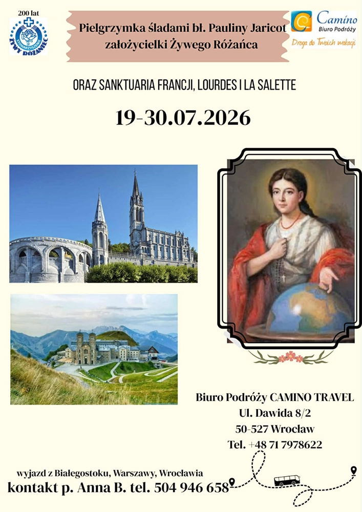 Jubileuszowa Pielgrzymka Śladami bł. Pauliny Jaricot - plakat